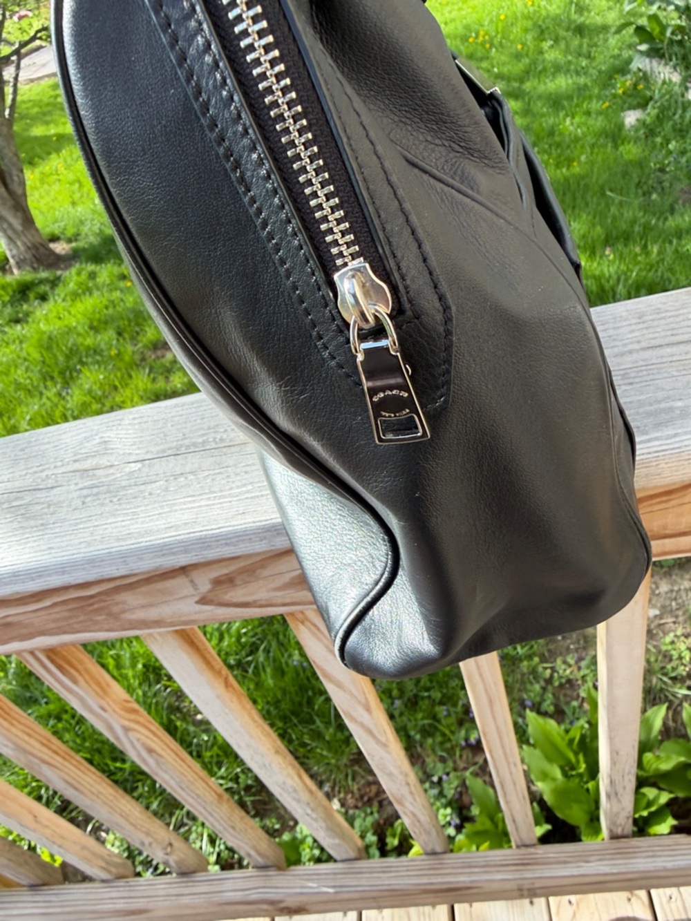 Coach Black Taylor Pebbled Leather Satchel Structured Tote with Front Pocket. - Picture 8 of 12